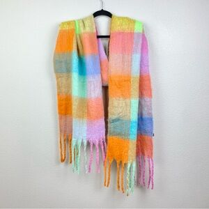 Sarta Allie Pastel Square Color Block Heavyweight Scarf Fringed Colorful Scandi